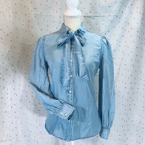 Polo Ralph Lauren Denim Tie-Neck Shirt / Blouse